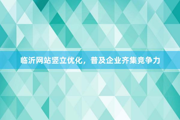 临沂网站竖立优化，普及企业齐集竞争力
